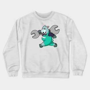 Hippo as Mechanic with Wrench Crewneck Sweatshirt